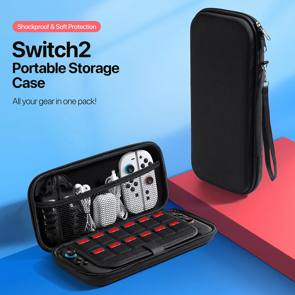 

Hard Carrying Case for Nintendo for Switch 2 Anti-drop Organizer Bag with 12 Game Card Slots & Storage Pockets Hard Travel Case