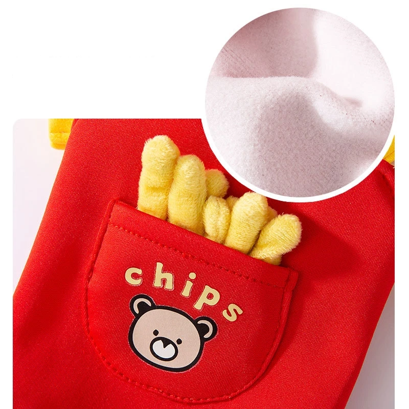 3D Fried Chips Hoodie for Dogs and Cats, Kitty Design, Cute Warm Outdoor Costume, Spoof Role Play, Bear Chips Hoodie Clothes