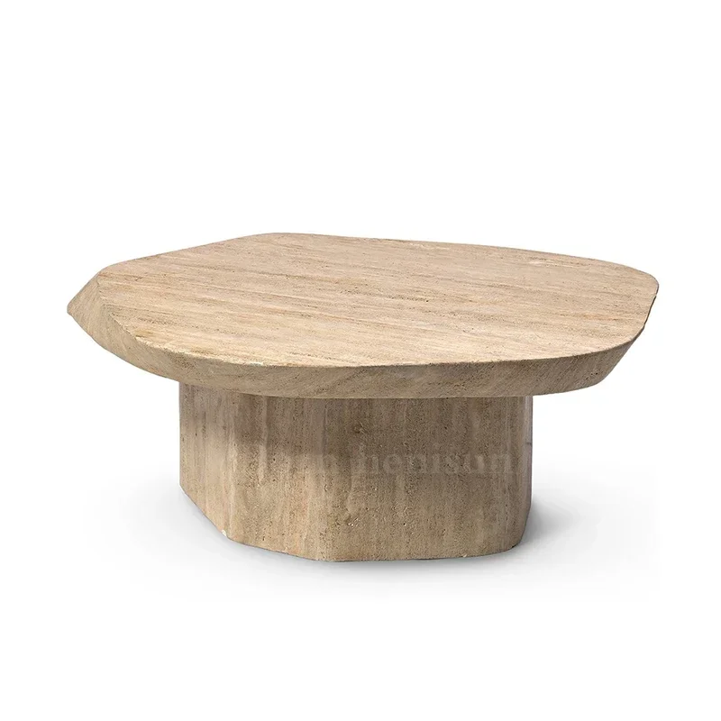 Nordic natural travertine special-shaped coffee table combination simple living room high sense