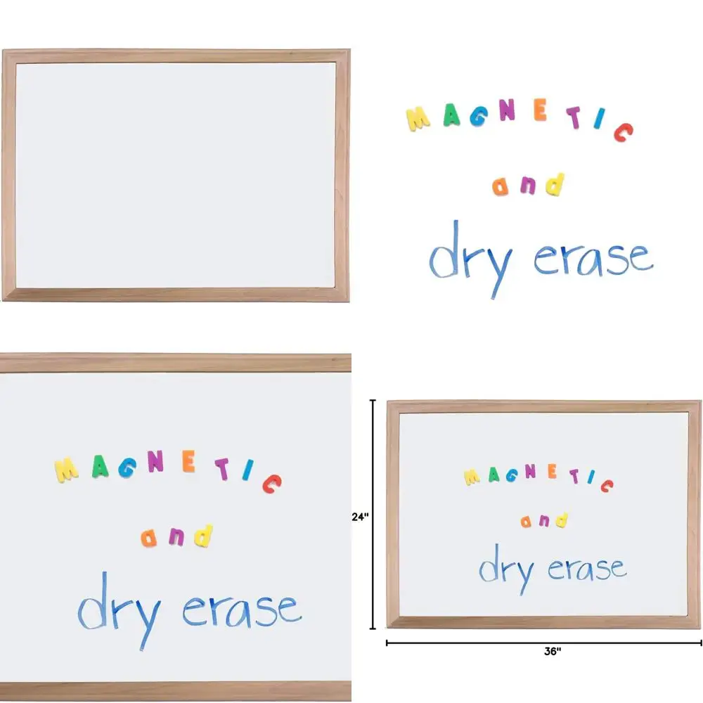 Papan Tulis Magnetik Berbingkai Kayu, 24x36 Inci