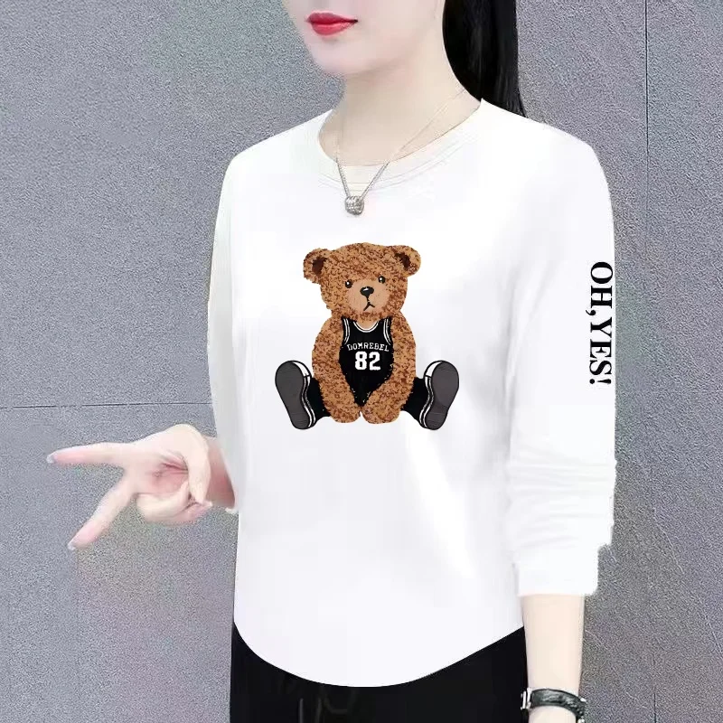 

Long Sleeve T-Shirt Women's Base Shirt Inner Wear Top for Middle-Aged And Elderly Regular Fit Comfortable Breathable Crew Neck