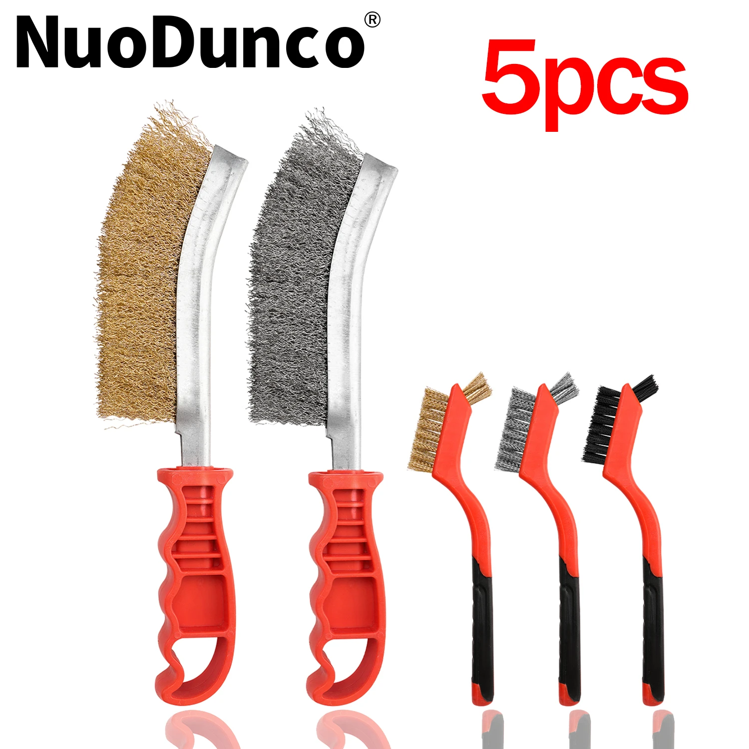 

5pcs Multi-function Tool Wire Brush Copper Plated Nylon Steel Wire Brush Cleaning Polishing Rust Removal Metal Cleaning Tool