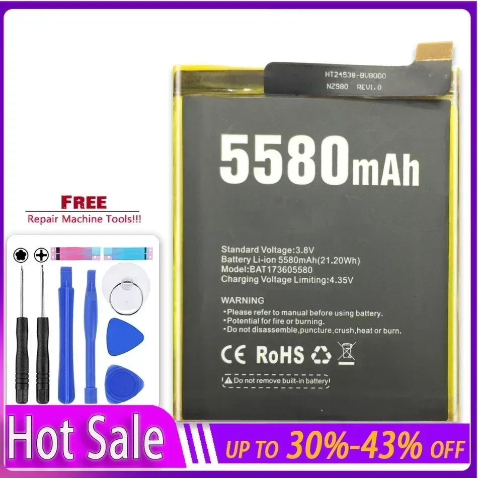 Battery for DOOGEE S60 5580mAh BAT17M15580 BAT173605580 Mobile Phone Batteries + Gift Tools Warranty + Track NO