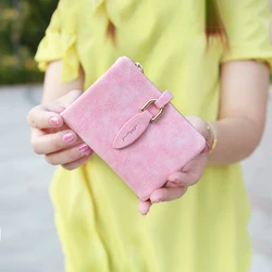 Fashion Women Short Purses 2023 Vintage PU Leather Lady Snap Fastener Short Clutch Wallet Small Matte Women Wallet Female Purse