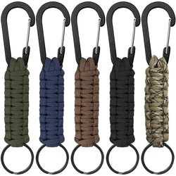 LLavero de Paracord con Clip de mosquetón, cuerda trenzada militar, cordón, nudo de emergencia, herramientas de supervivencia al aire libre para llaves, hombres y mujeres