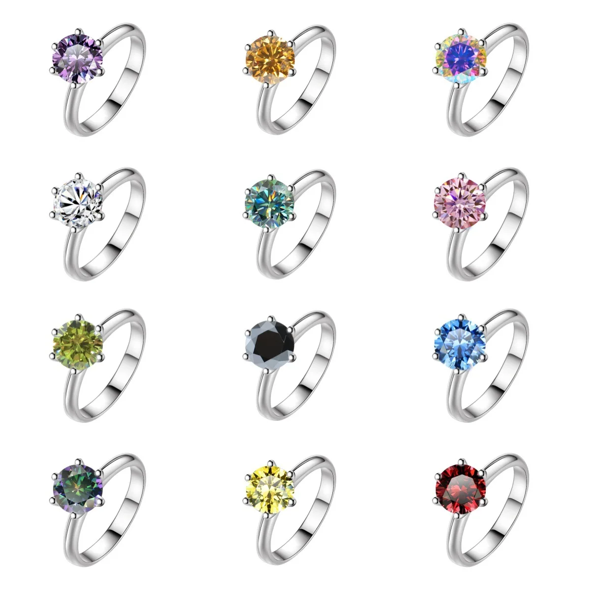 Geometric sports ring crafted from white copper with polished electroplated finish featuring 2 carat D-color moissanite or super