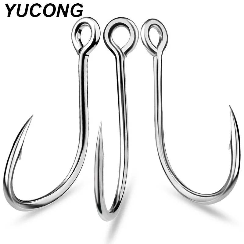 YUCONG 10Pcs Anti-rusty Single Hooks 1/0# -5/0# High Carbon Steel Fishhooks Barbed Fishing Hook for Sea Pesca article de pêche