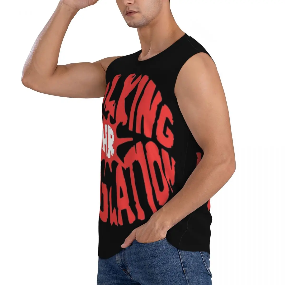 Walking HR Violation Men Sleeveless Tank Tops Quick Dry Breathable Gym Fitness Running Summer Casual Sport Vest