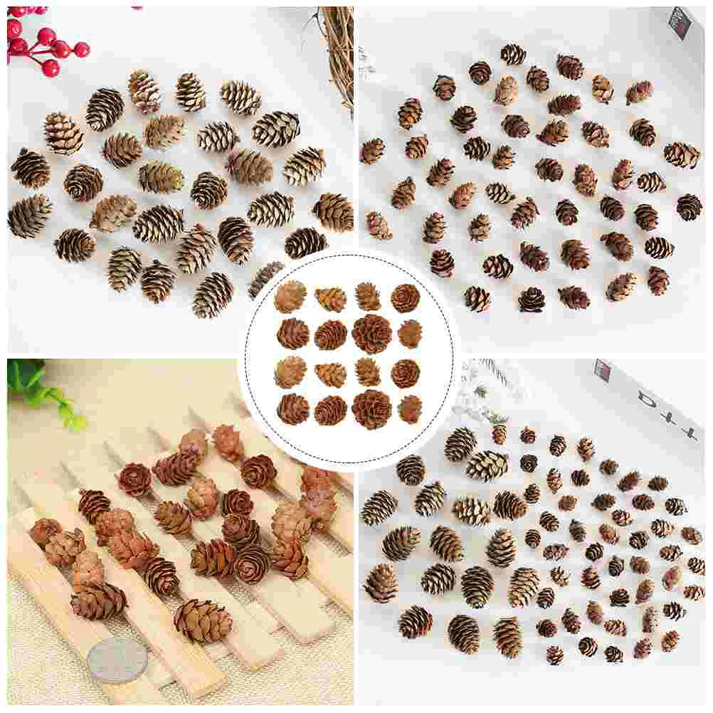 100 Pcs Songhwa Photo Props Wooden Pine Cone Cones کرسمس ornament Mini Fall Decorations for Home Garland مصنوعی پودے