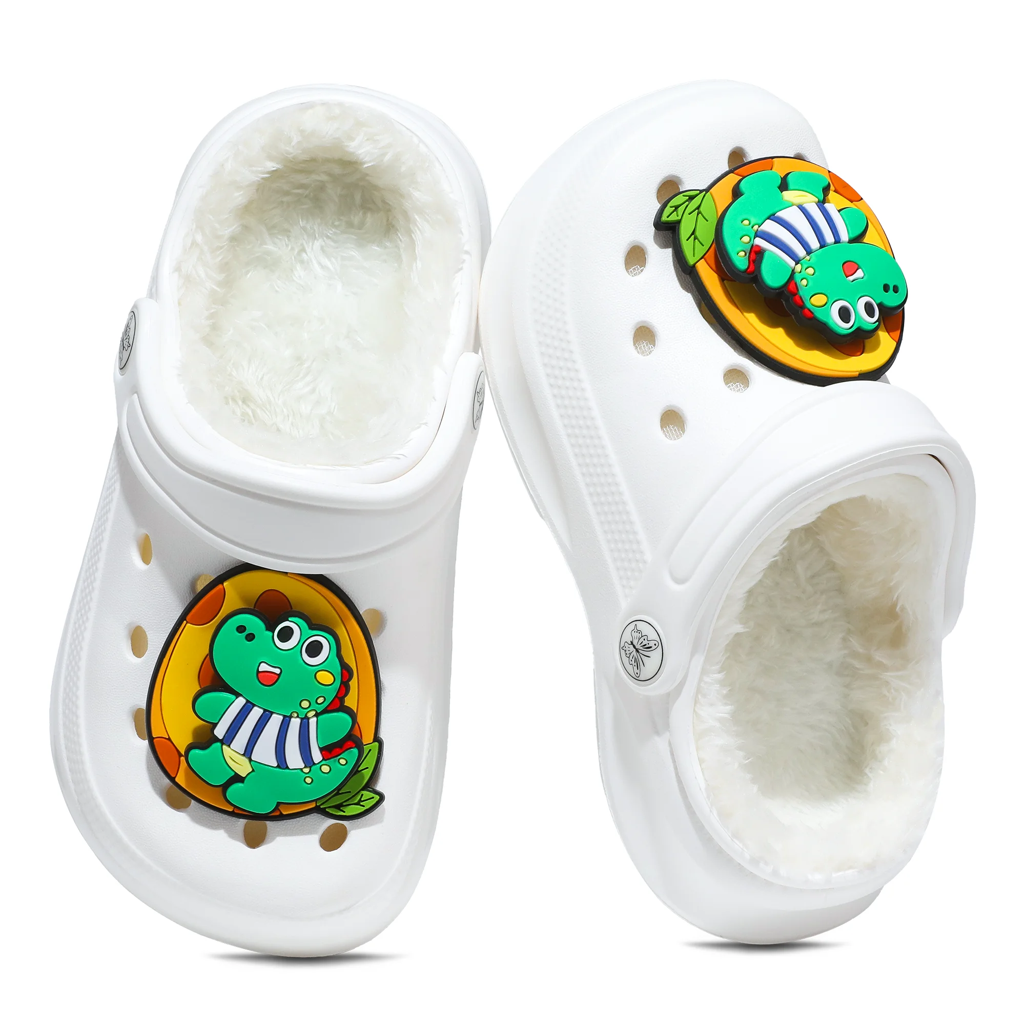 Kids Fur Lined Clogs and Mules, Lightweight Cotton Lined Garden Shoes, Winter Warm House Slippers for Boys Girls Toddler 168