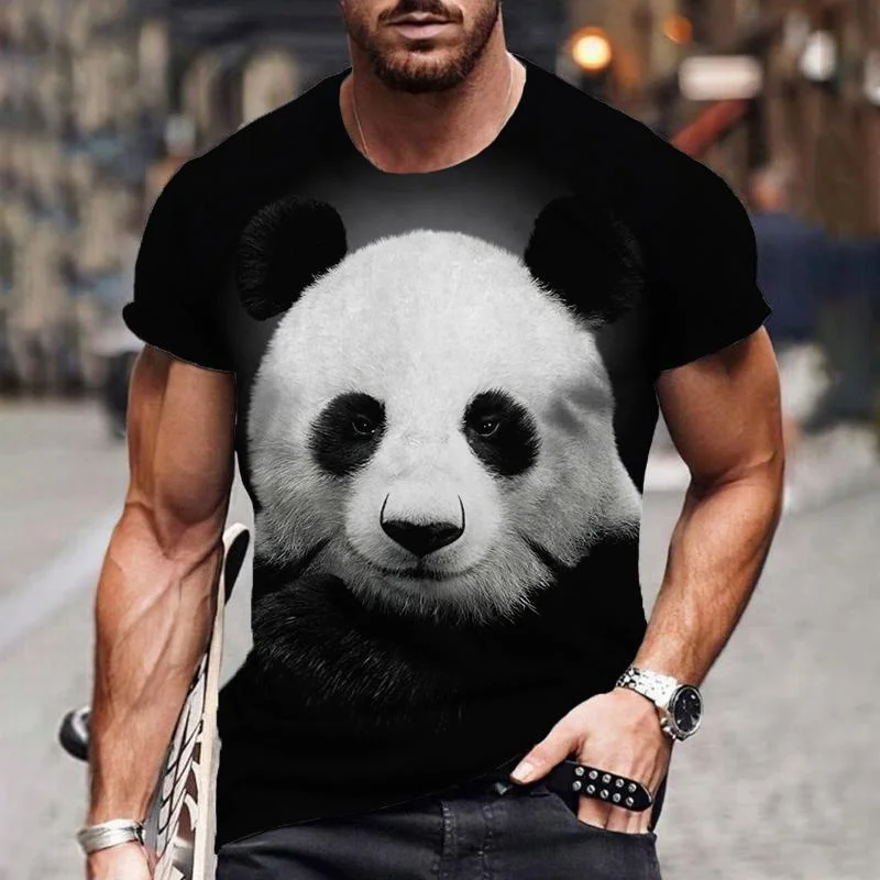 Animal Panda Graphic 3D Printed t-shirt Man/ Women Casual Fashion Tee Men Round Neck T-shirts Summer Oversized Unisex Clothing