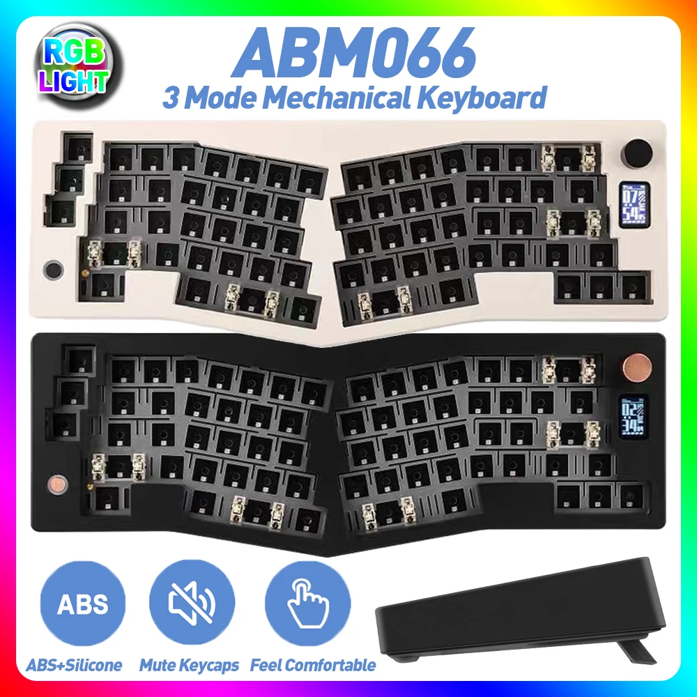 ABM066 Hot Swappable Mechanical Keyboard VIA-programmable BT/2.4Ghz Wireless /Type-C Wired for Windows/ Macos/Ios/Android