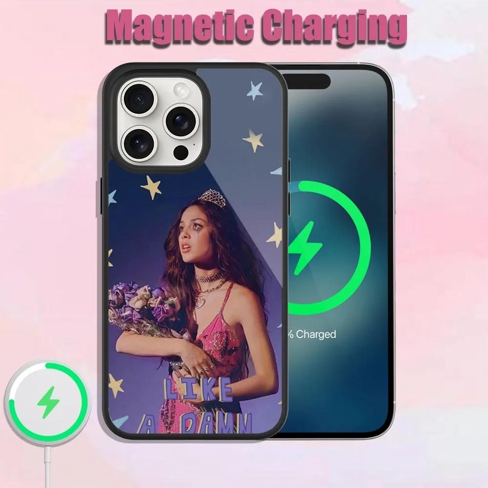 Singer O-Olivia R-Rodrigo Phone Case For iPhone 13 15 11 12 14 Plus Pro Max Glass Charging Magsafe Magnetic Cover