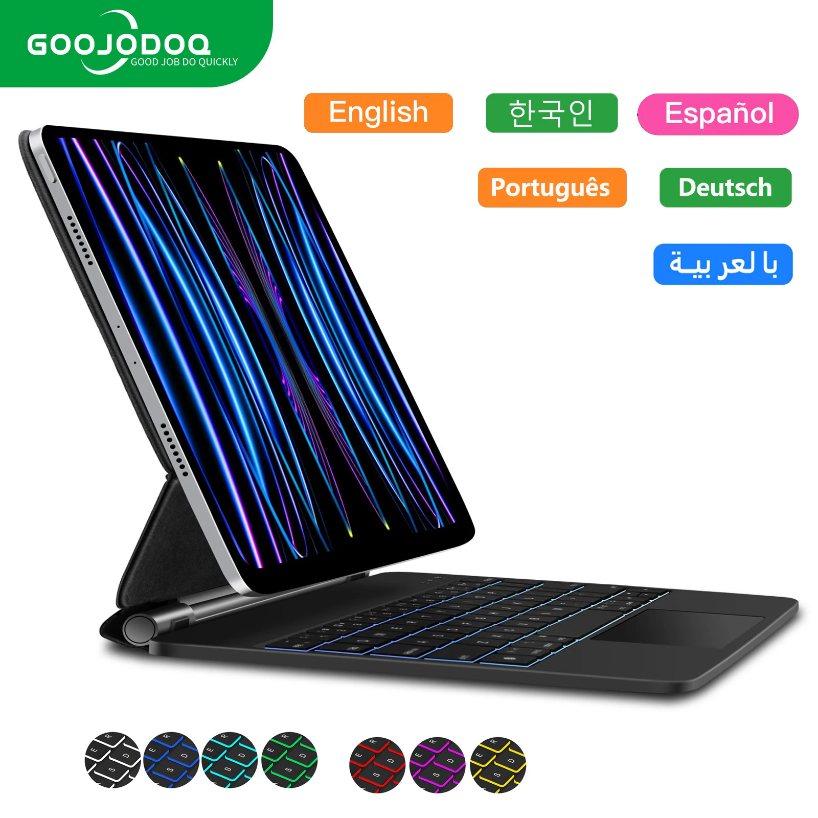 GOOJODOQ Backlight Magic Keyboard for iPad Air 6 2024 case for iPad Air 11 inch case iPad Air 5 Air 4 10.9 inch Cover  folio