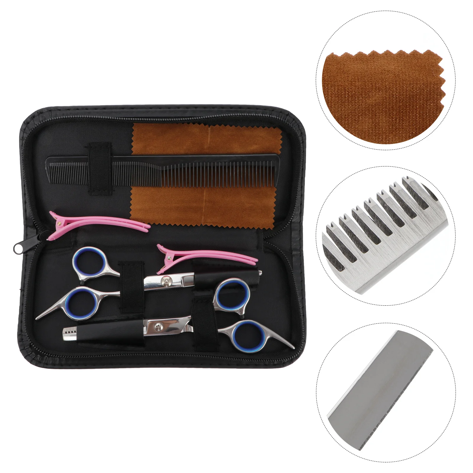 

Профессиональный парикмахерский набор, 7 шт., инструменты для стрижки в салоне, прочные эргономичные ножницы, расчески, зажимы, коробка для хранения ткани для протирания