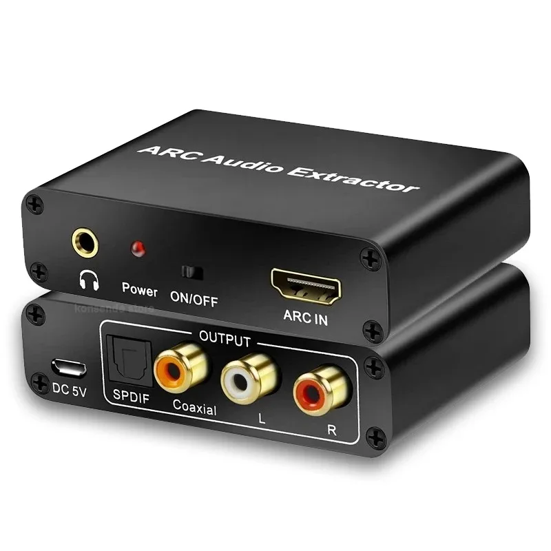 ARC Audio Extractor Converter 192KHz HDMI ARC To SPDIF Coaxial L/R Stereo RCA 3.5mm Stereo Audio Adapter for TV Soundbar Speaker