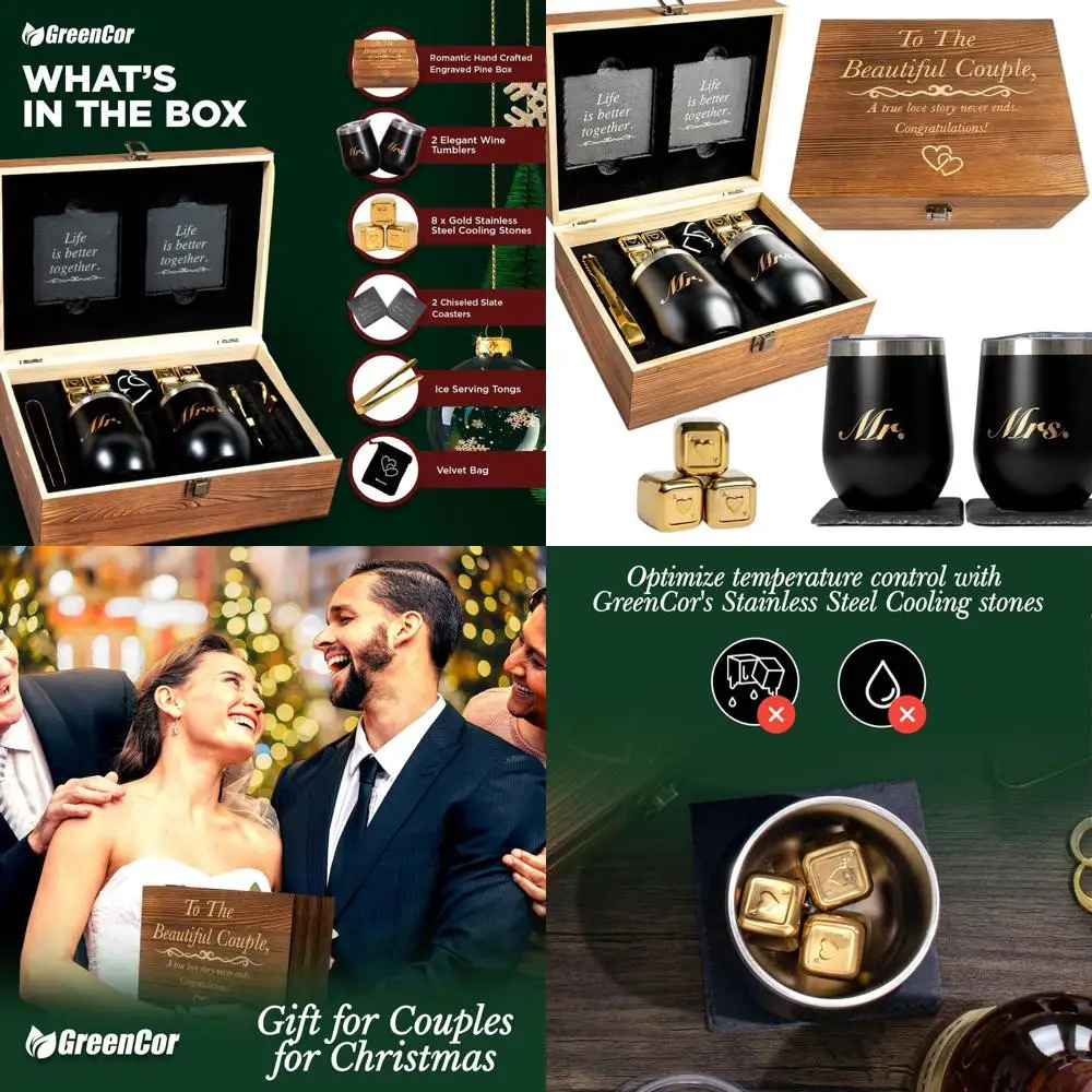 

Engagement Gift Set for Couples: Mr. & Mrs. Wine Tumblers - Perfect for Bridal Showers and Weddings