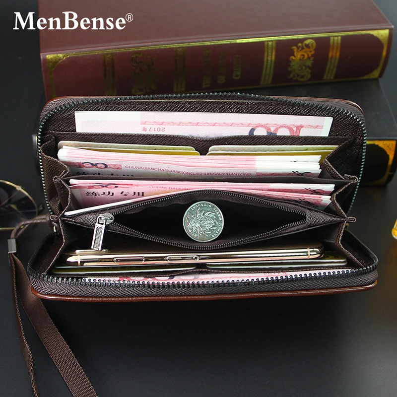 Large Capacity Men Long Wallets Handbags Name Engraving Card Holder Male Clutch Bag Zipper Coin Pocket Phone Pocket Men\'s Wallet