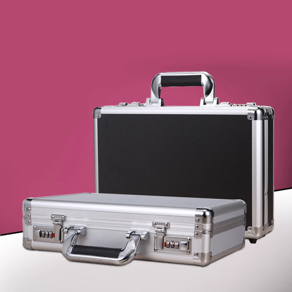 صندوق أمان صغير من سبائك الألومنيوم ملحقات حماية كلمة المرور حقيبة تخزين محمولة باللون الأسود #1