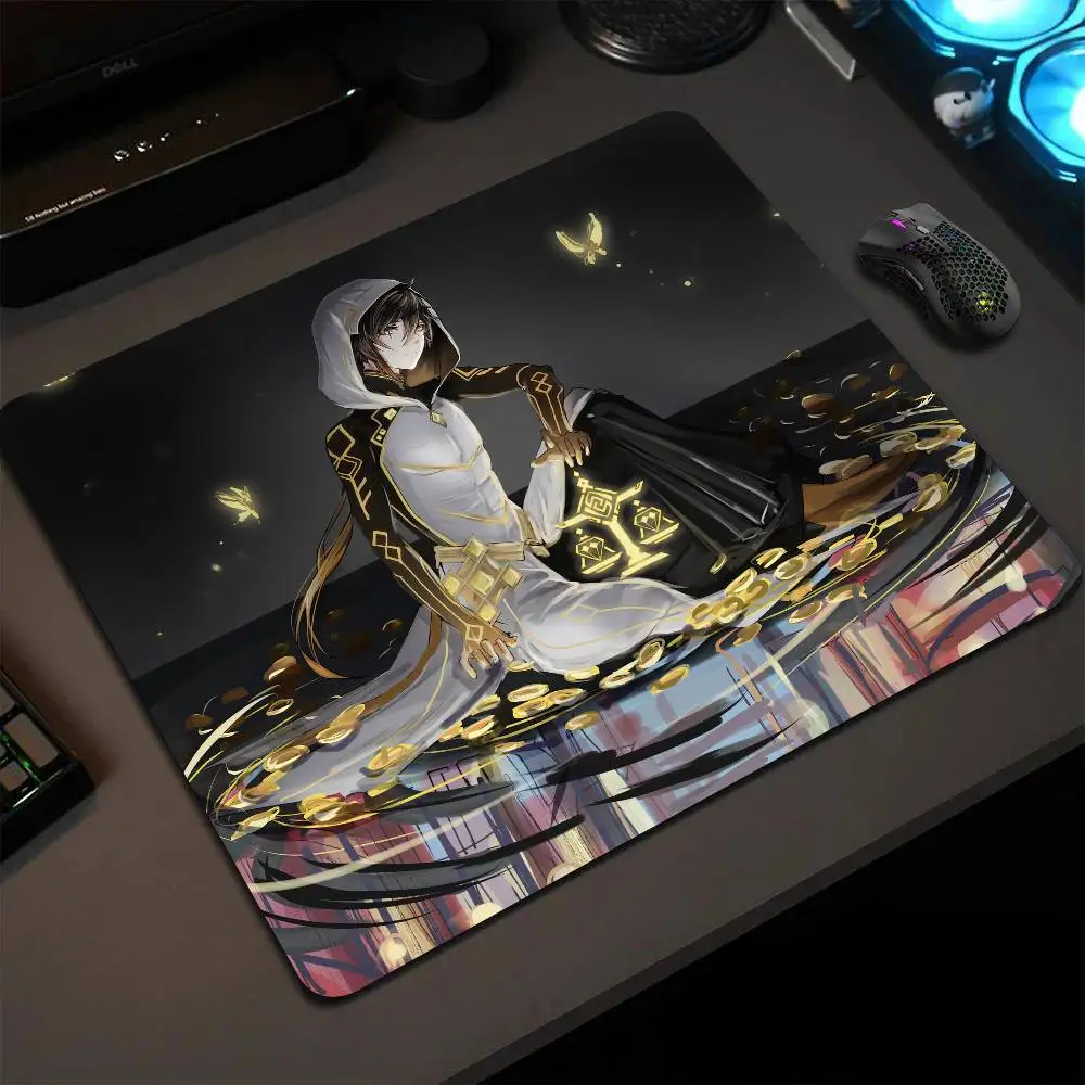 Zhongli Genshin Mousepad Small LockEdge Mouse Pad For Gamers Computer Desk Pad Rectangular Anti-slip Rubber