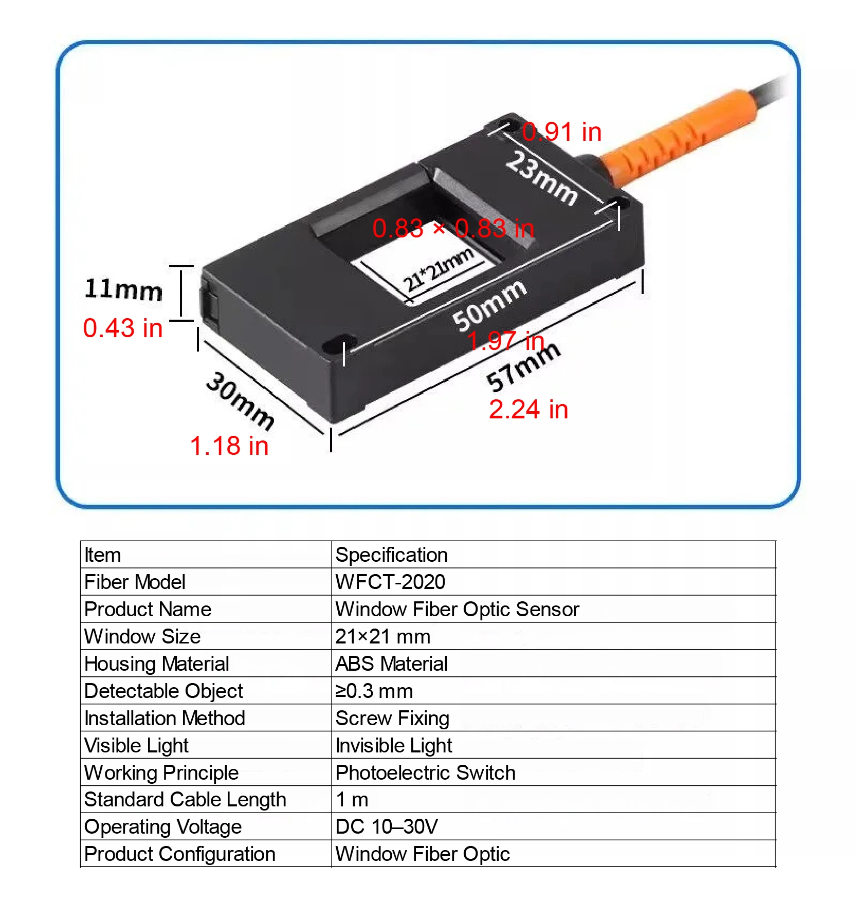WFCT Window Fiber Optic Amplifier Sensor DC10-30V Counting Detection Photoelectr