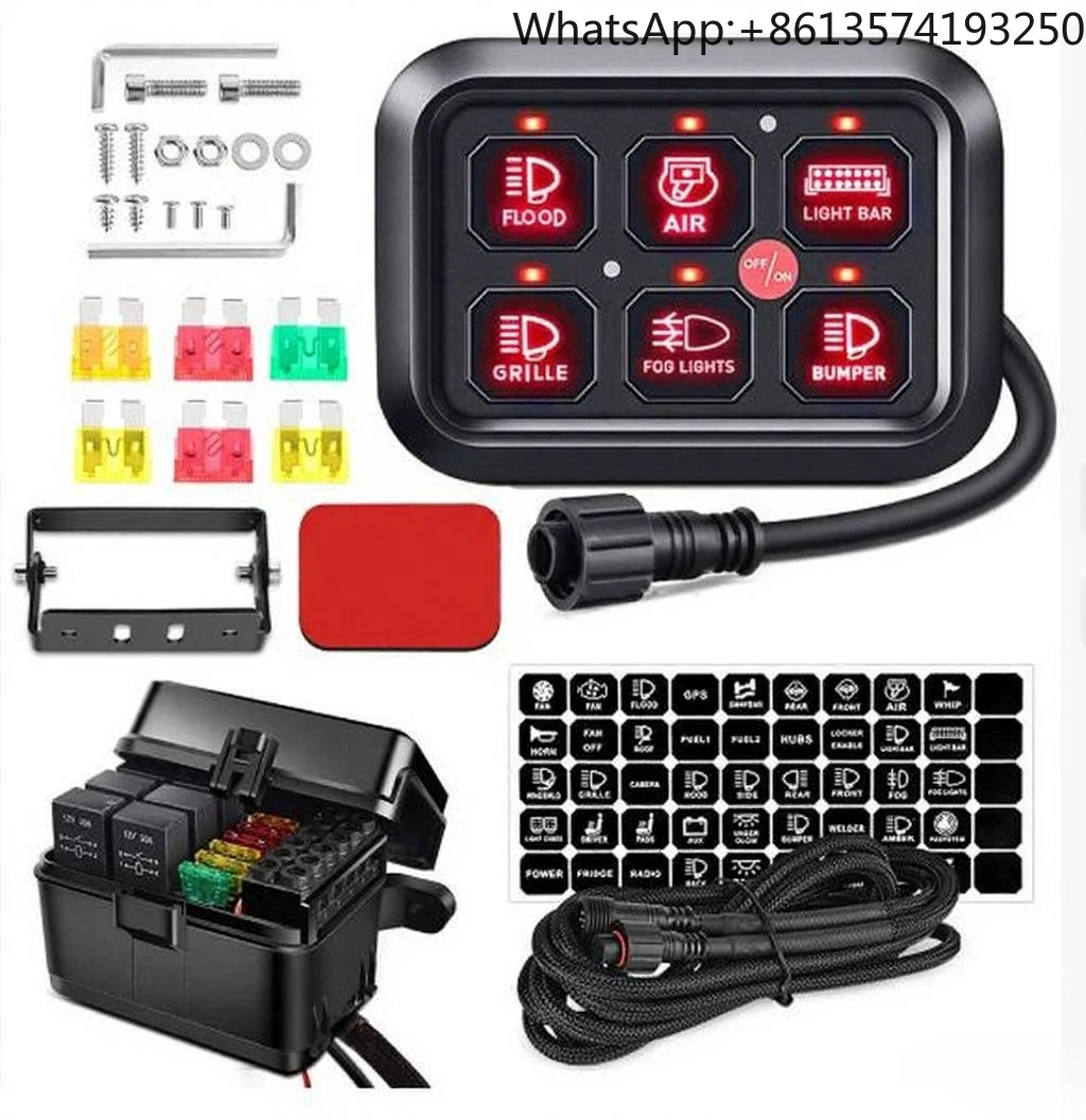 

Special 6-way switch assembly, modified spotlight control box with fuse and relay, waterproof panel button