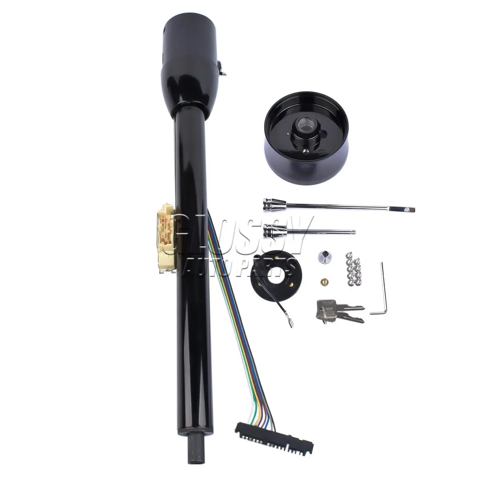 

AP03 New Black 30" Tilt Steering For Column Manual Floor Shift with Key and Adapter