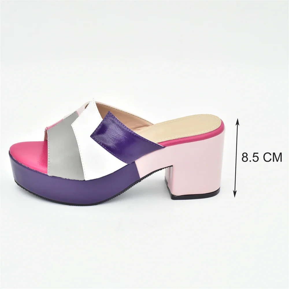 Italian Lady Shoes Multicolor Design Wedges Shoes for Women Platform Shoes High Heels Thick Heel Slingbacks Lady Wedge Sandals