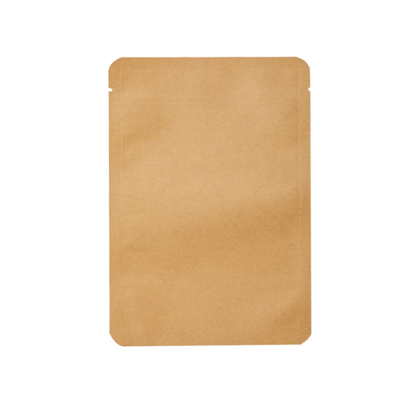 100pcs Heat Sealable Thick Brown Kraft Paper Packaging Bags Herb Coffee Powder Flat Open Top Aluminum Foil Kraft Storage Pouches