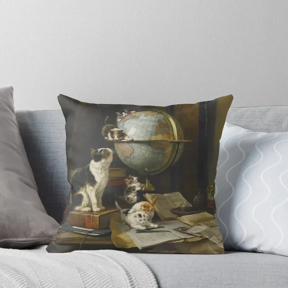 The Globetrotters Henriette Ronner-Knip Cat Family Art Throw Pillow Cushion Covers For Living Room pillow cover christmas pillow