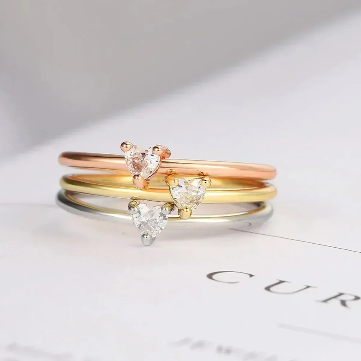 Zircon Little Heart Rings For Women Minimalism Heart Ring Stainless Steel Finger Dainty Ring Valentine Gifts For Girlfriend