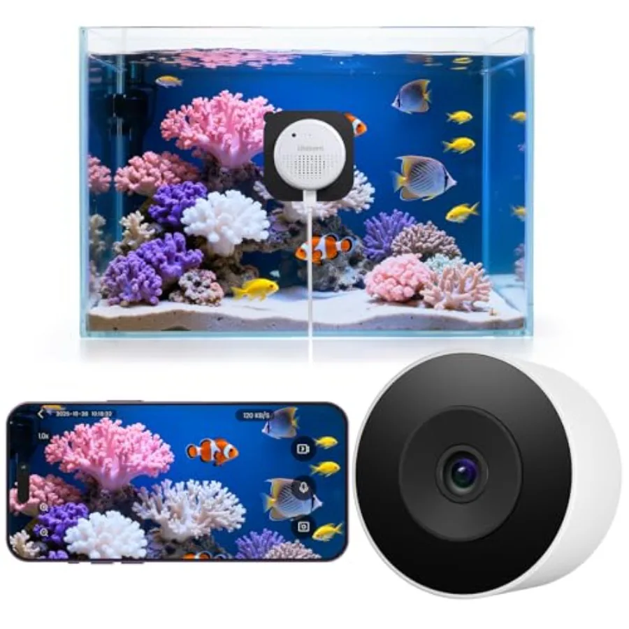 

F1.0 Aperture Fish Tank Reptile Pet Camera.2K 3MP Anti-Glare Aquarium Terrarium Camera with Close-Focus Lens, 147 Ultra-Wide An