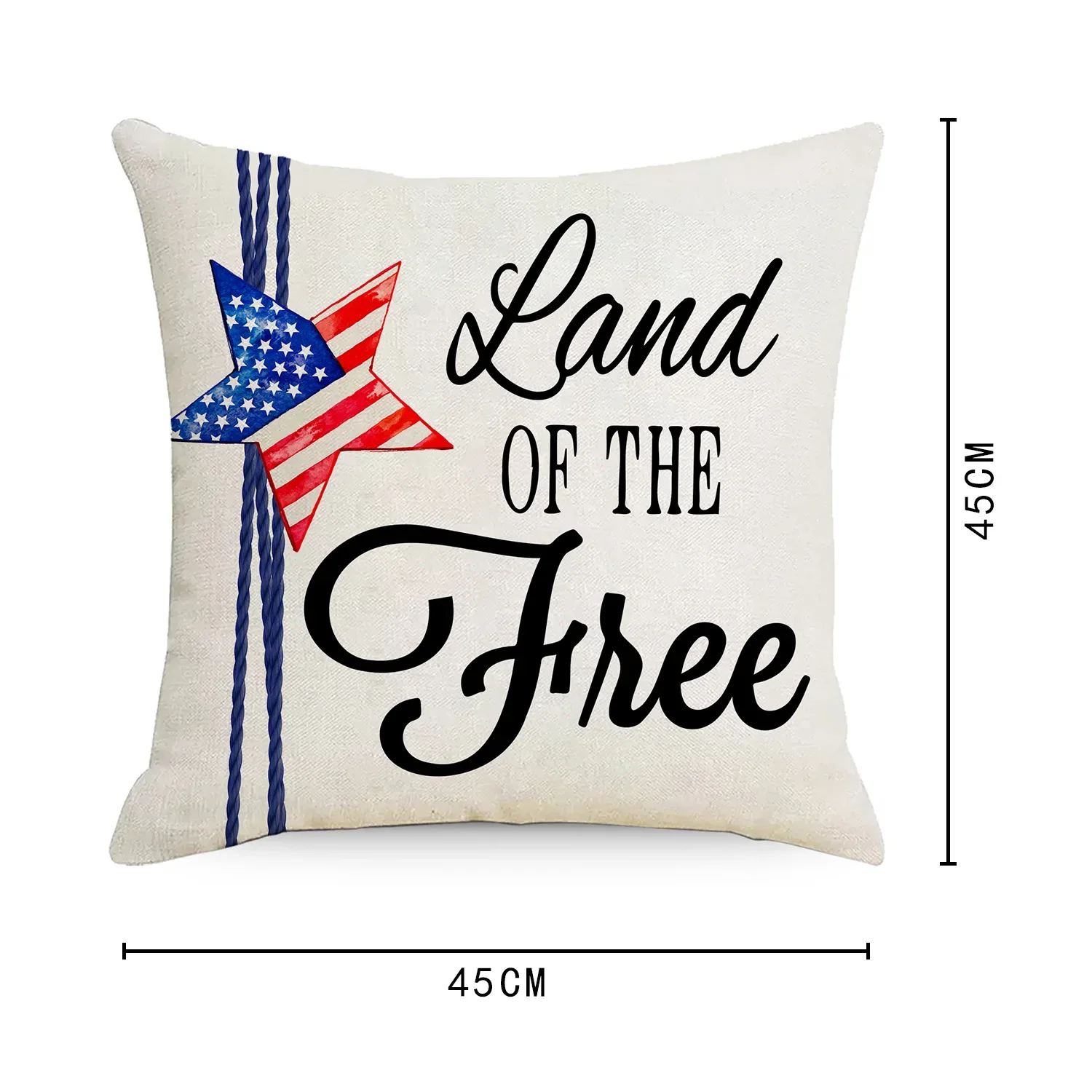 2Pcs Cross-border Festival American Independence Day Pillow Cover Linen Printed Striped Home Fabric Pillowcase Size 45x45cm