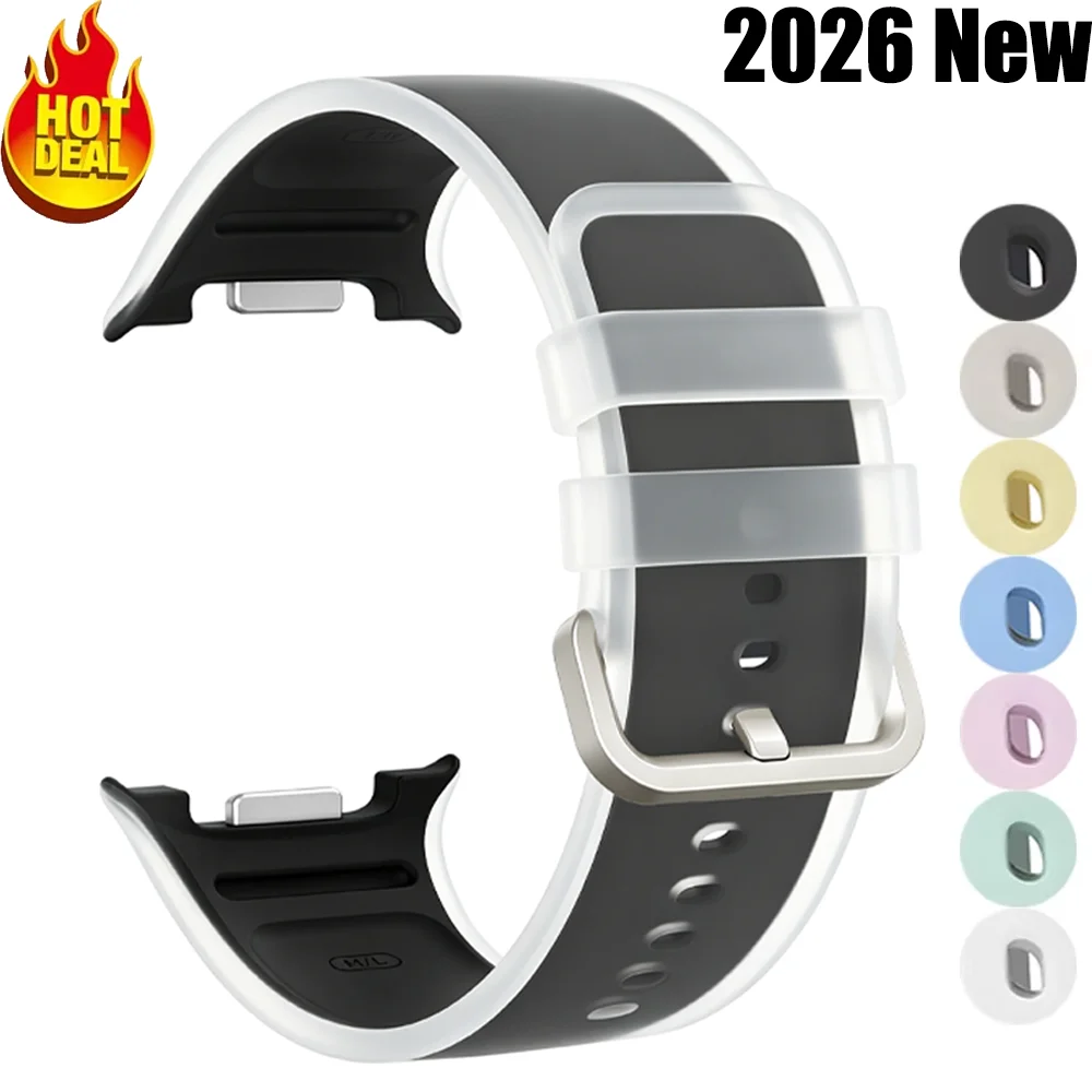 Official Silicone Strap For Samsung Galaxy Watch 9 8 40mm 44mm Jelly Transparent Bracelet for Galaxy Watch 8 Classic 46mm Correa