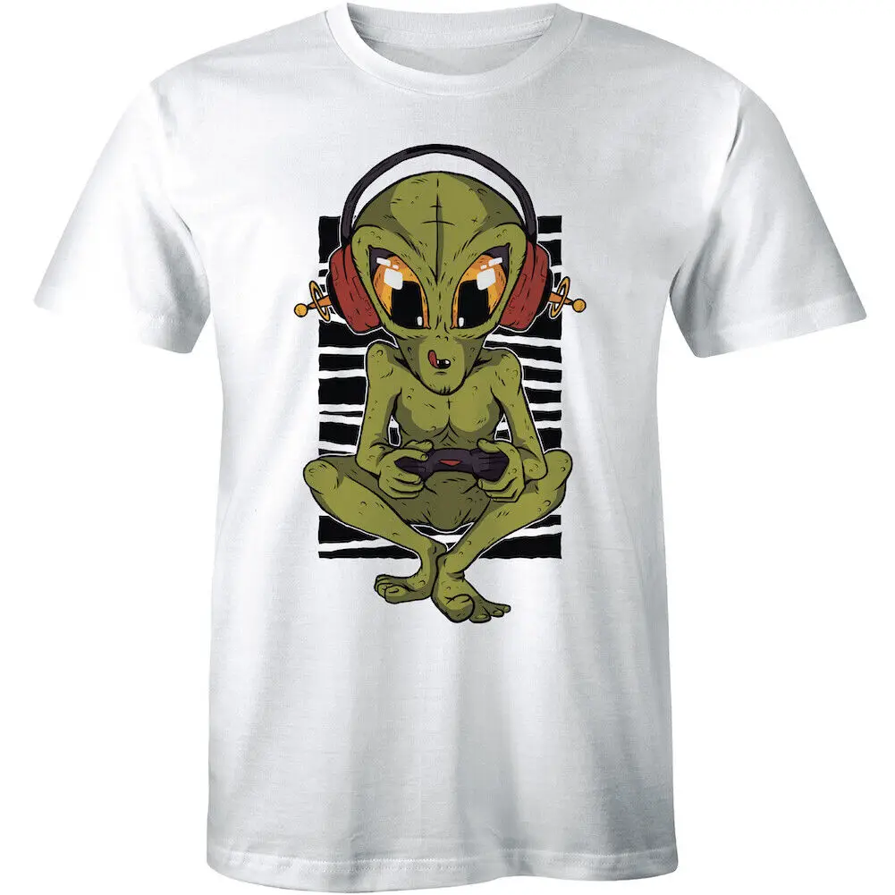 

Музыкальная футболка Alien DJ, забавная милая музыкальная футболка с круглым вырезом UFO Area 51, подарок для мужчин