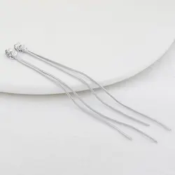 New 90MM Copper Ear Snake Chain Tassel Earring Back With Plug Silver Color Plated Diy Jewelry Making Findings Accessories