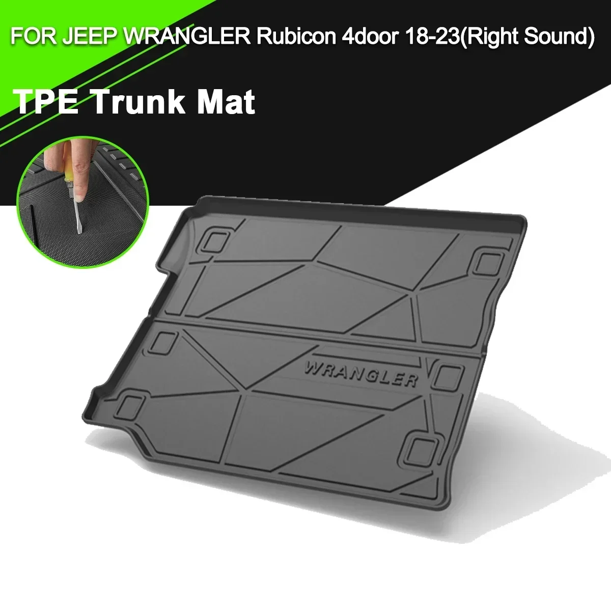 

Car Rear Trunk Cover Mat TPE Waterproof Non-Slip Rubber Cargo Liner Accessories For Jeep Wrangler Rubicon 4 door 2018-2023