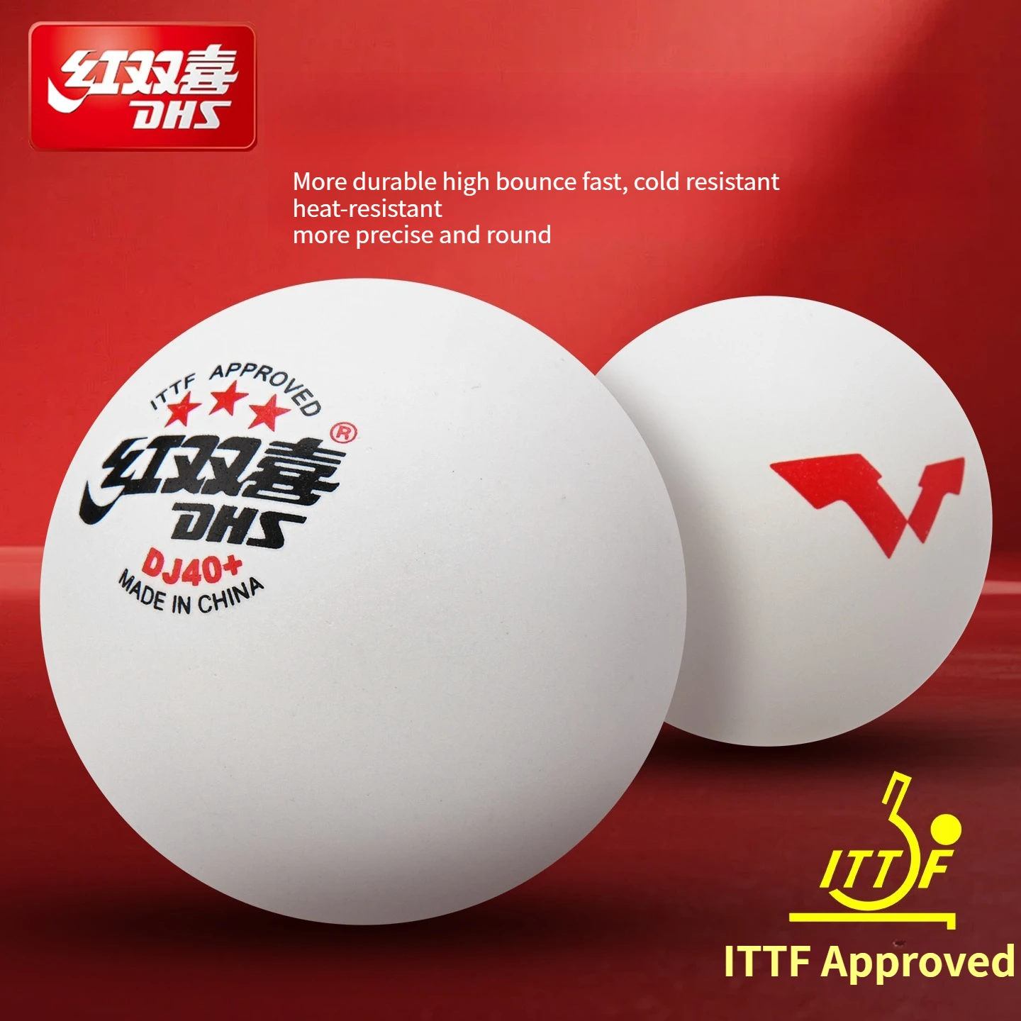 DHS Professional Ping Pong Ball DHS DJ40+ WTT 3-Star ABS New Material ITTF Approved 40+ Table Tennis Balls Athletes Competition