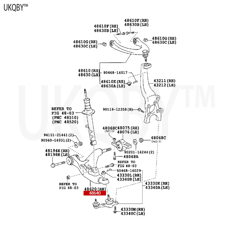 Le xu s IS250/300 2006-2013 To yo t a 4862030290 Right Front Suspension Lower Arm Assembly