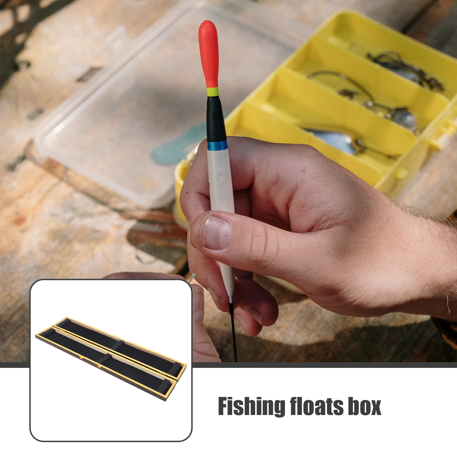

Fish Float Storage Box Fishing Supplies Tool Floats Case Holder Organizer Wooden Box for Fishing Gear Equipment