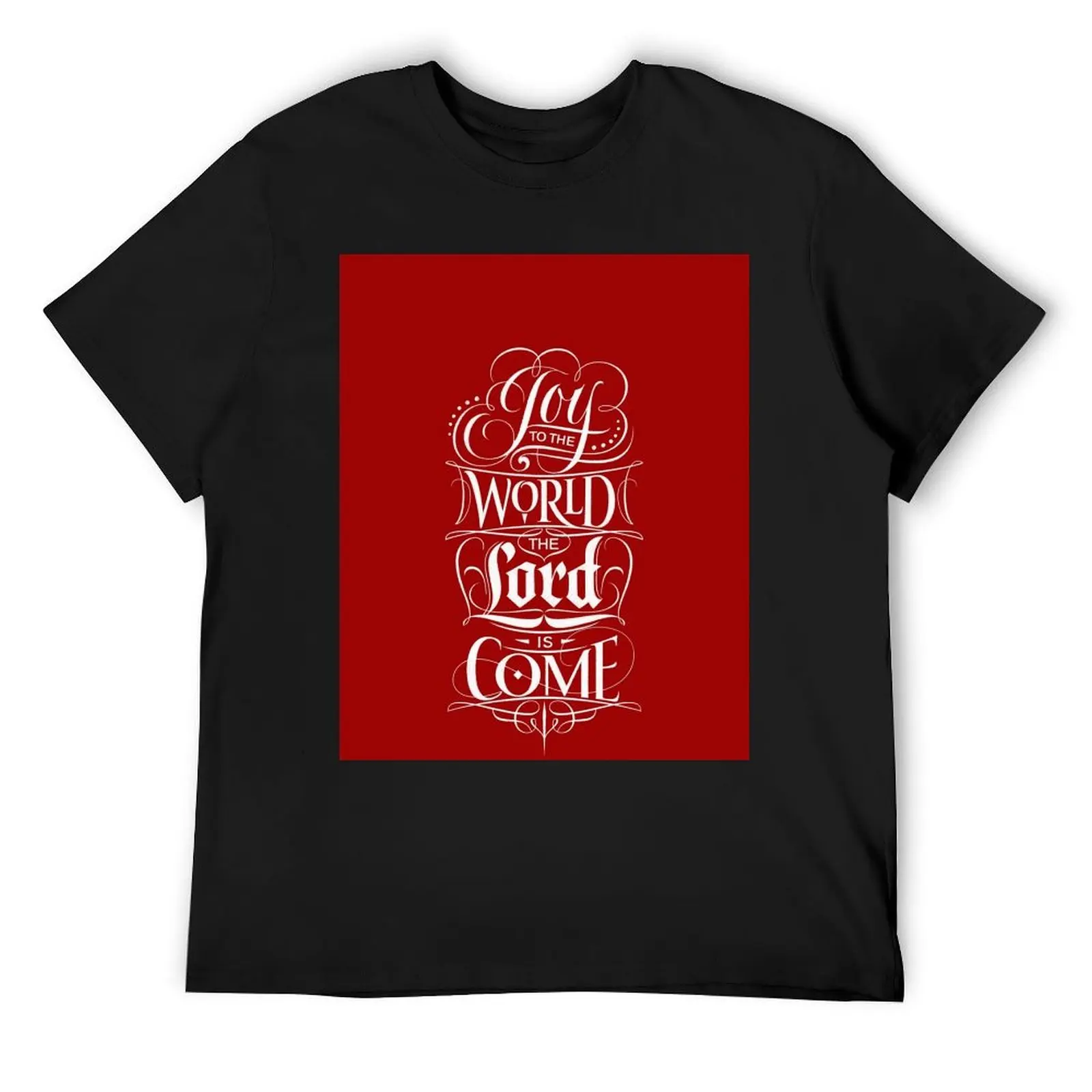 

Joy to the World, the Lord is Come - Christian Religious Christmas Carol Chalkboard Lettering - Red T-Shirt