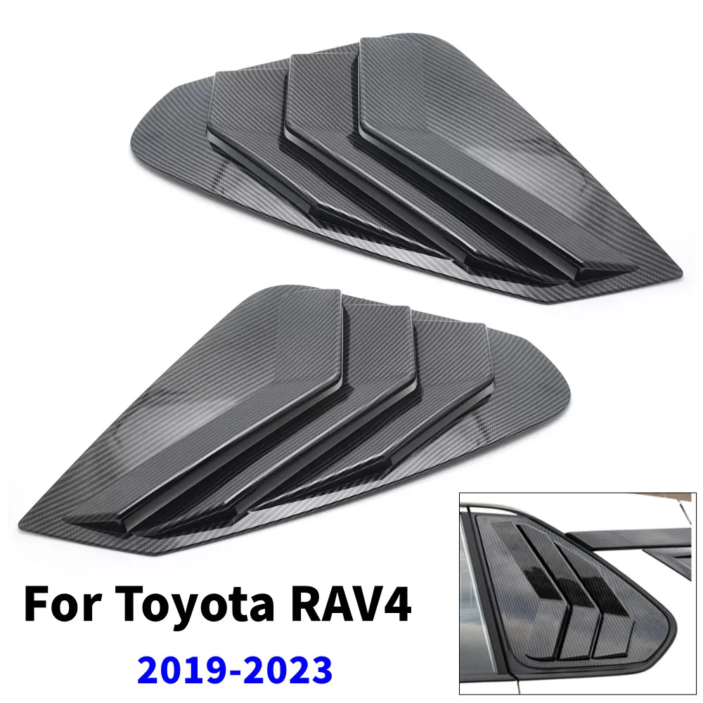 

2 шт. для Toyota RAV4 2019-2023, крышка жалюзи заднего стекла автомобиля, внешняя боковая вентиляционная шторка, накладка из АБС-пластика, клейкие аксессуары