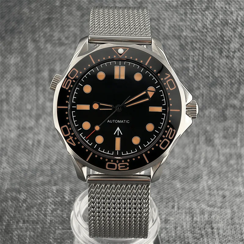 41mm men's watch dome shaped sapphire glass NH35A Miyota PT5000 movement stainless steel mesh strap rotating bezel ceramic bezel