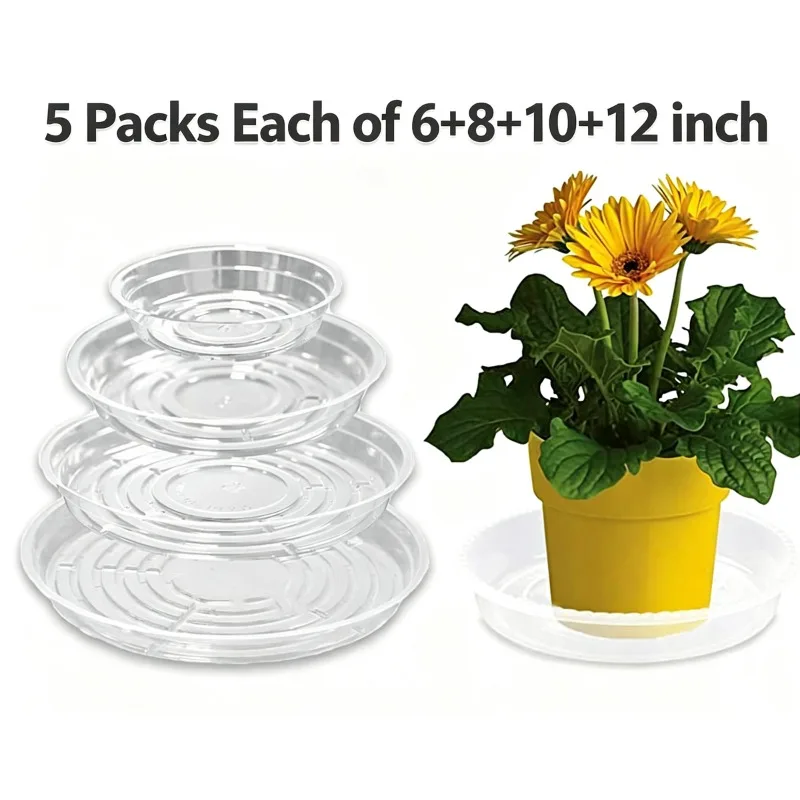 20 Packs Plant Saucer 6 8 10 12 Inch Clear Plant Saucers Durable Round Plastic Flower Plant Water Drip Tray for Pots Planter