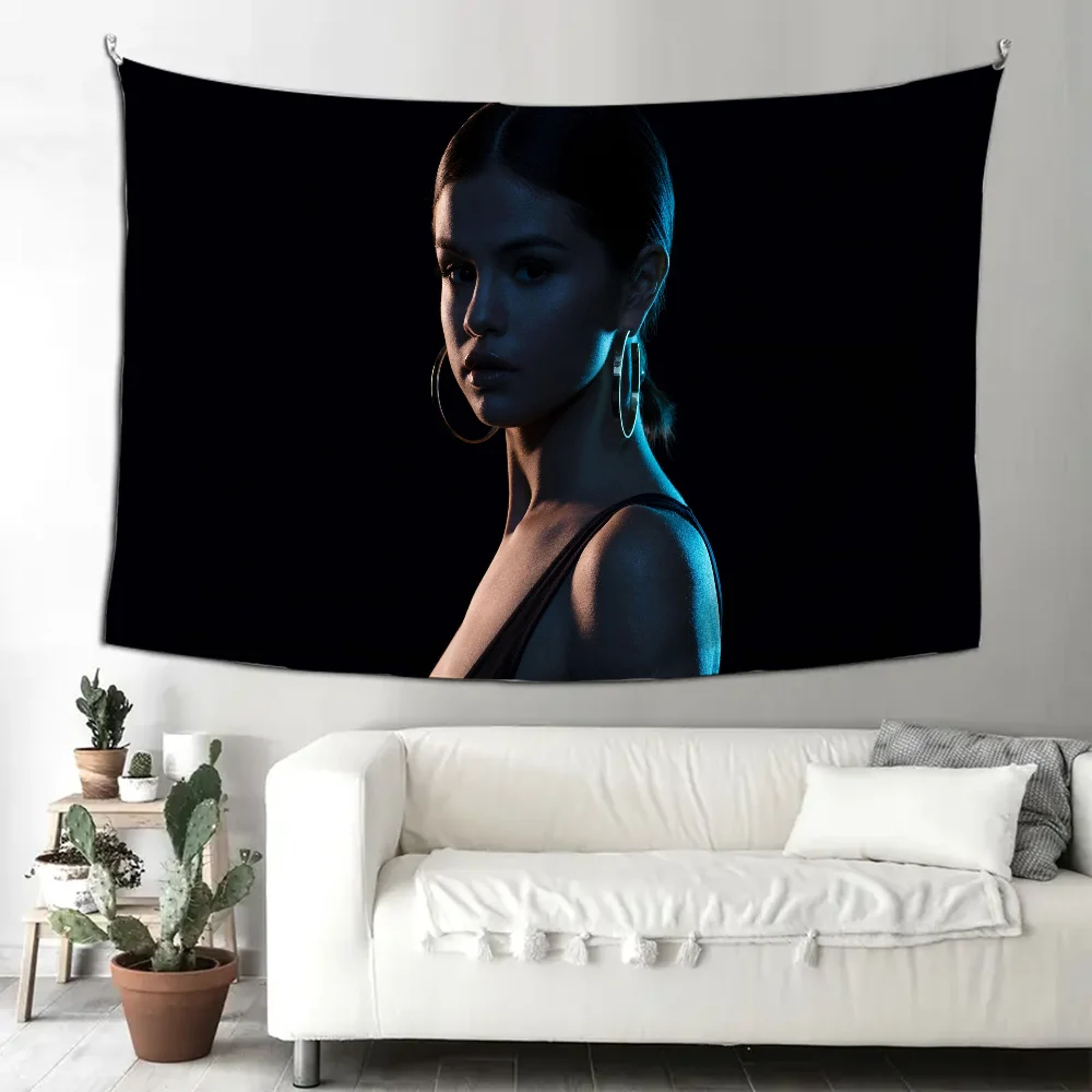 

Singer Selena Gomez Tapestry Decoration party Background Hanging Cloth Bedroom Tapestry Room Decor Aesthetic