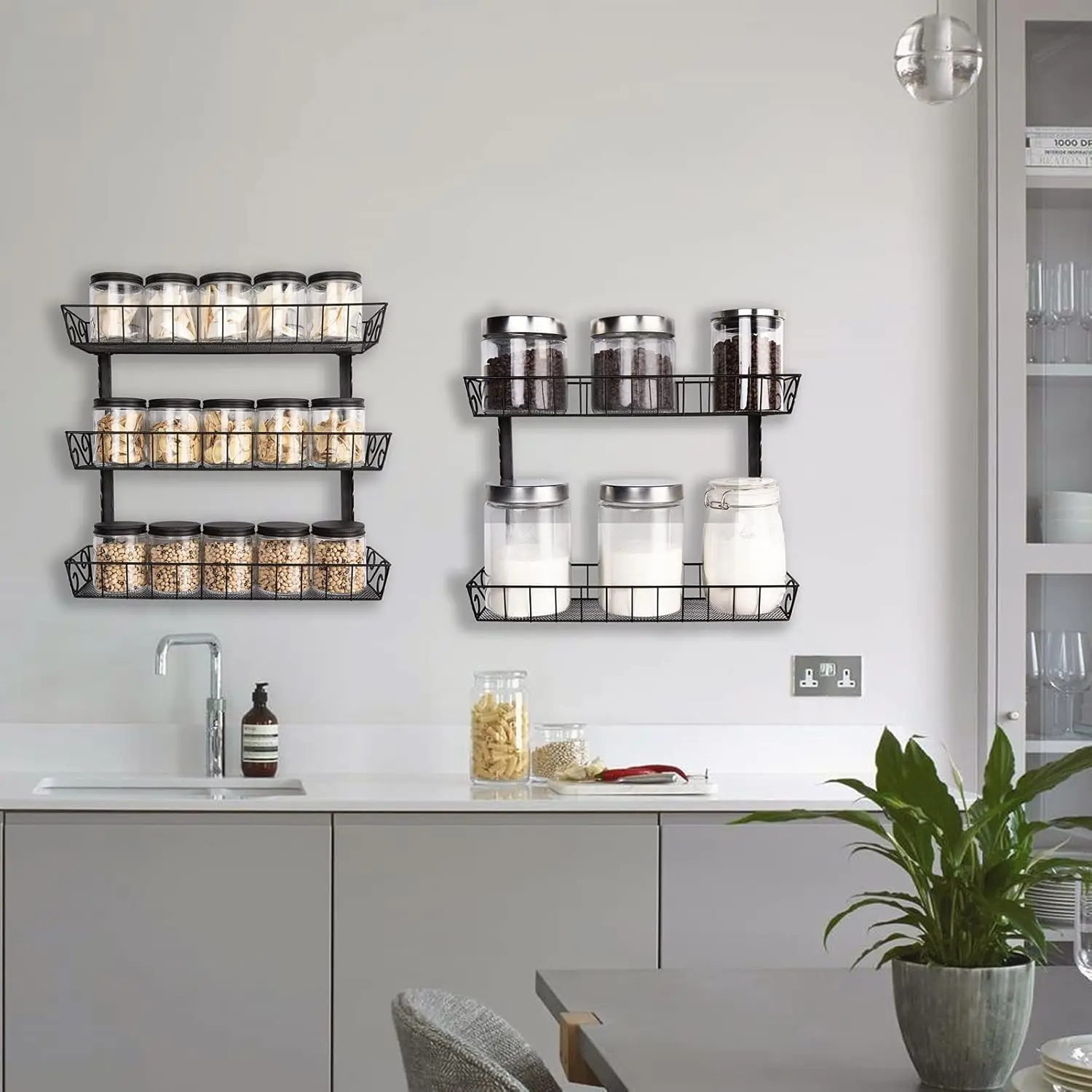 Adjustable Wall Mount Spice Rack Organizer, 12-Tier Dual-use (Multi-use) Hanging Spice Shelf Storage for Kitchen Pantry