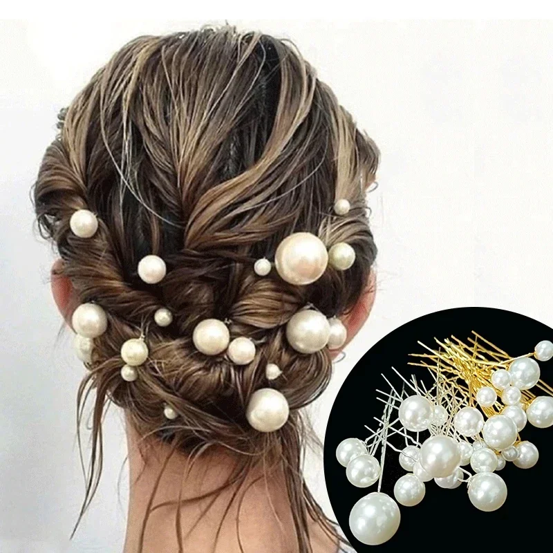 

Women U-shaped Pin Metal Barrette Clip Hairpins Simulated Pearl Bridal Tiara Hair Accessories Wedding Hairstyle Design Tools