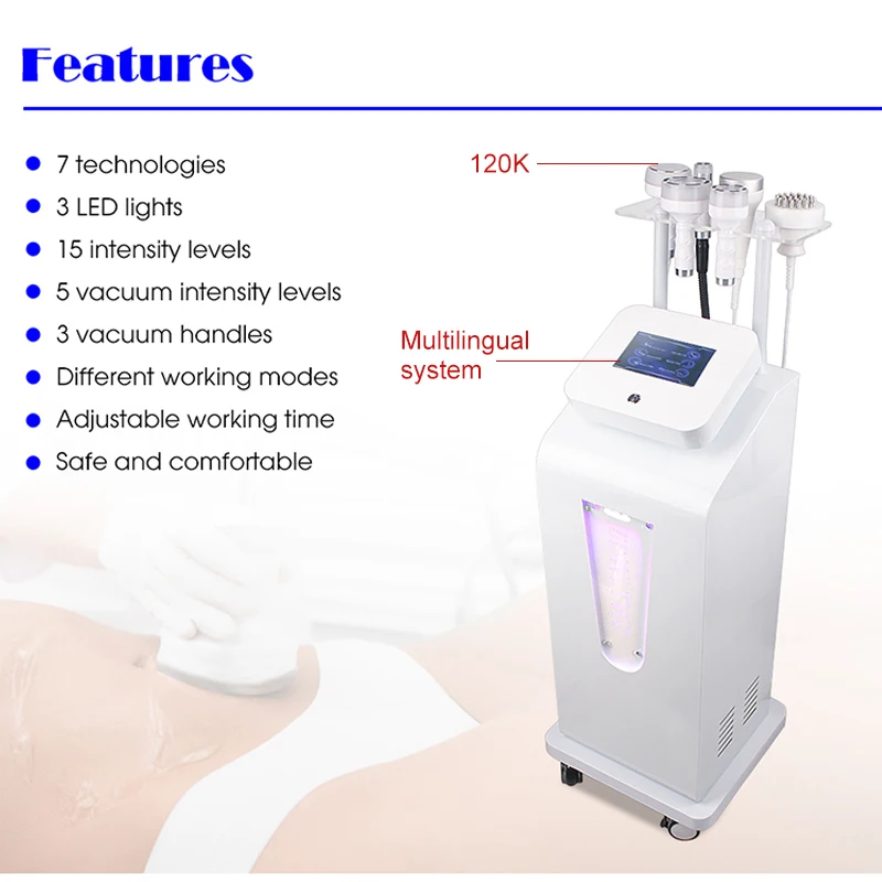 New 120K 6 In1 Body Shaping Equipment LED Light Therapy Vibration Weight Loss Vacuum Cavitation Slimming Face Lifting 5D Machine