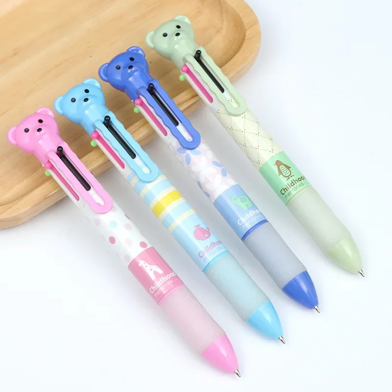 6-color multi-function ballpoint  cartoon multi-color  press ballpoint  office student ballpoint  pen