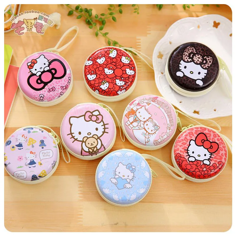 7Cm Sanrios Kawaii Cute Kitty Cartoon Zipper Coin Purse Mini Iron Box Key Bag Headphone Bag Macaron Coin Purse